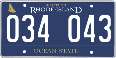 RI license plate 034043