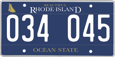 RI license plate 034045