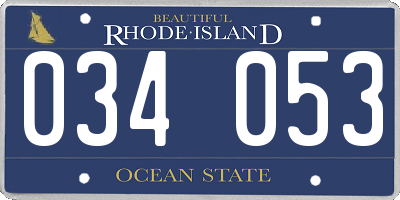 RI license plate 034053