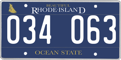 RI license plate 034063