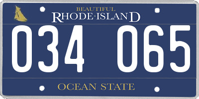 RI license plate 034065
