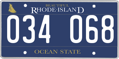 RI license plate 034068