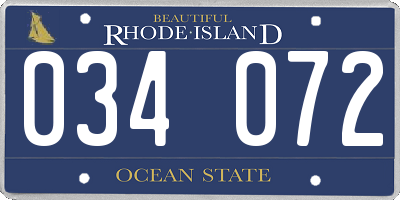 RI license plate 034072