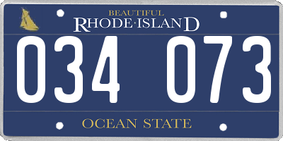 RI license plate 034073