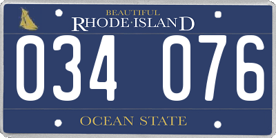 RI license plate 034076