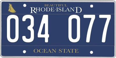 RI license plate 034077