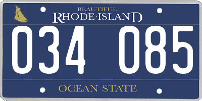 RI license plate 034085