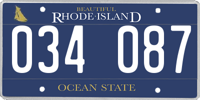 RI license plate 034087