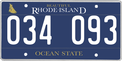 RI license plate 034093