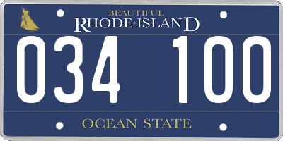 RI license plate 034100