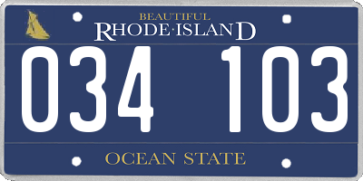 RI license plate 034103