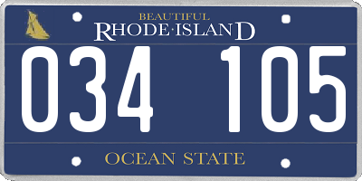 RI license plate 034105