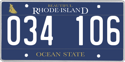RI license plate 034106