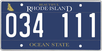 RI license plate 034111