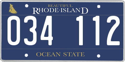 RI license plate 034112