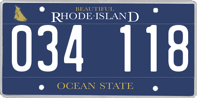 RI license plate 034118