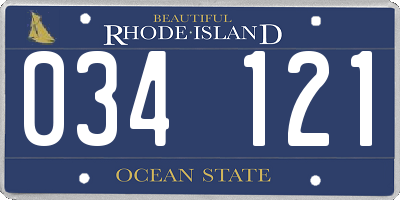 RI license plate 034121