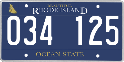 RI license plate 034125