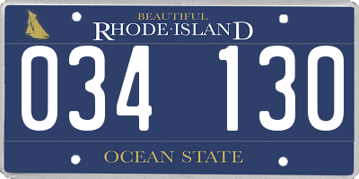 RI license plate 034130