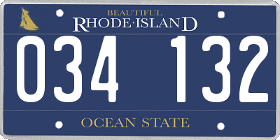 RI license plate 034132