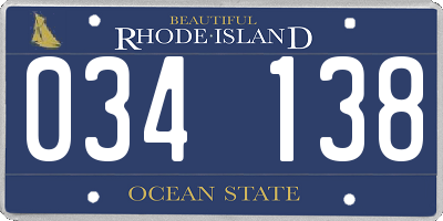 RI license plate 034138