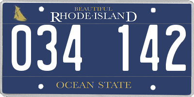 RI license plate 034142