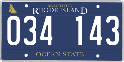 RI license plate 034143