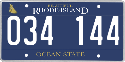 RI license plate 034144
