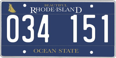 RI license plate 034151