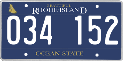 RI license plate 034152