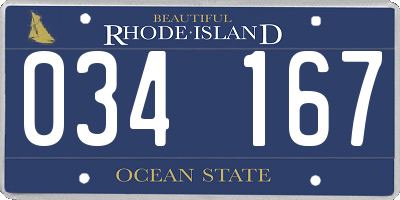 RI license plate 034167
