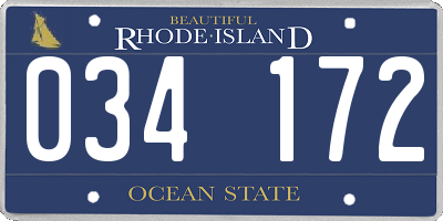RI license plate 034172
