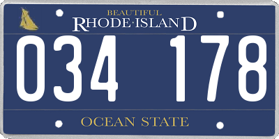 RI license plate 034178