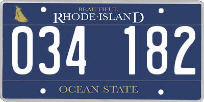 RI license plate 034182
