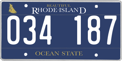 RI license plate 034187