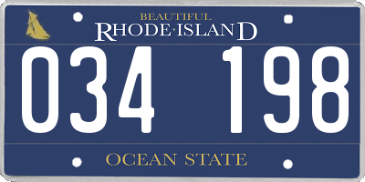 RI license plate 034198