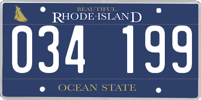 RI license plate 034199