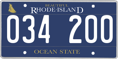 RI license plate 034200