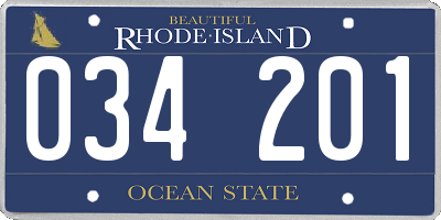 RI license plate 034201