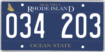 RI license plate 034203