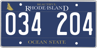 RI license plate 034204