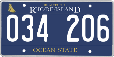 RI license plate 034206
