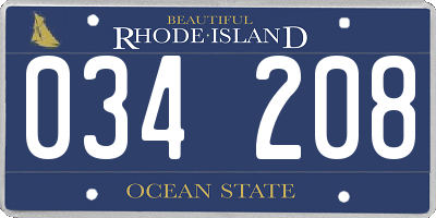 RI license plate 034208