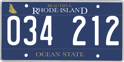 RI license plate 034212