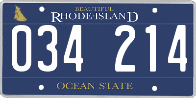 RI license plate 034214