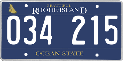 RI license plate 034215