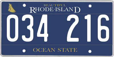 RI license plate 034216