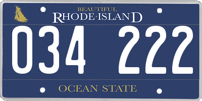 RI license plate 034222