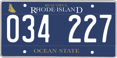 RI license plate 034227