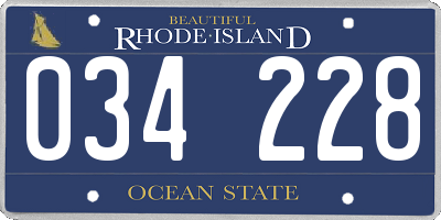 RI license plate 034228